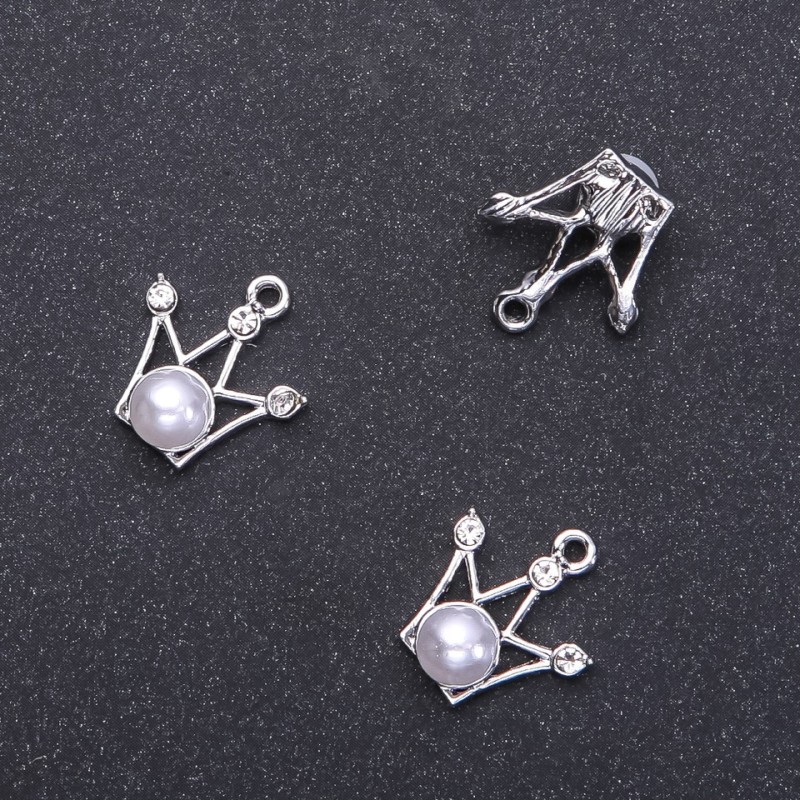 Pendant Crown with Bead, diameter 17mm, length 18m in-, bead diameter 1.8mm, packaging 5 pcs (+ -)