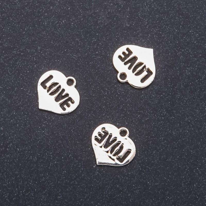 Pendant Heart "light gold", diameter 16mm, length 15m in-dmm packaging 12 pcs. (+ -)