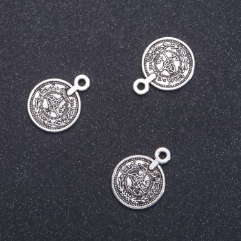 Pendant Coin with Arabic Knot, diameter 15mm L0m in-, diameter 1.75mm packaging 20g 19pcs (+ -)