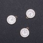 Hollow Findings Pendant 'Clocks' with white enamel and gold finish, diameter 15mm, length 17m in-, diameter 1.75mm packaging 8 pcs. (+ -)
