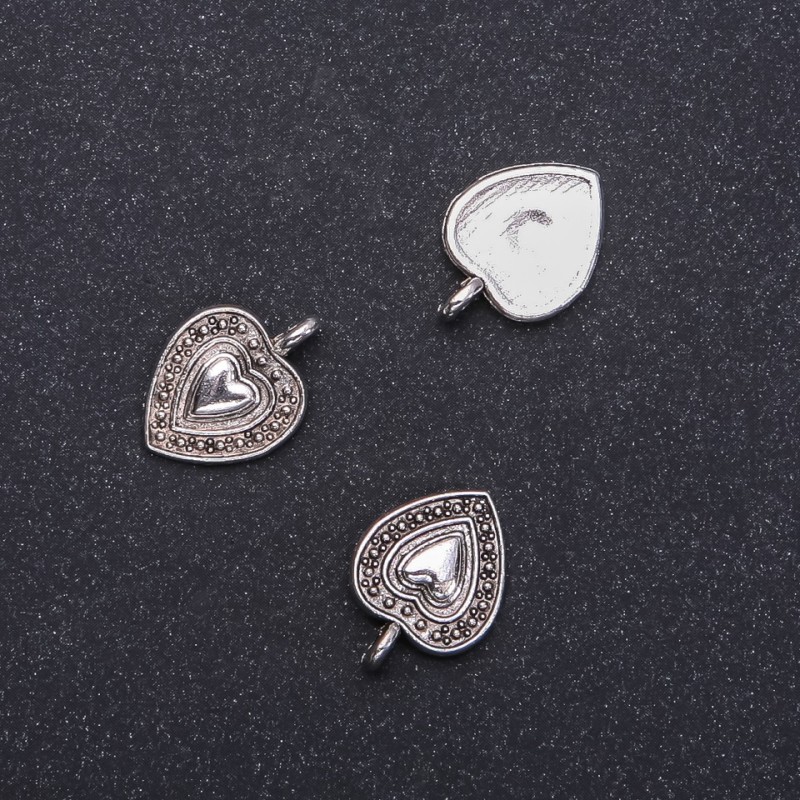 Heart Pendant Finding, 13mm diameter, 18mm length, packaging 15 pcs. (+ -)
