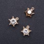  Crown Pendant Findings in gold with crystal, diameter 16mm, length 18mm in-dmm packaging 8pcs (+ -)