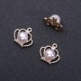 Pendant Crown in light gold with drilled bead, diameter 18mm, length 17m in-, bead diameter 1.5 mm packaging 7 pcs. (+ -)