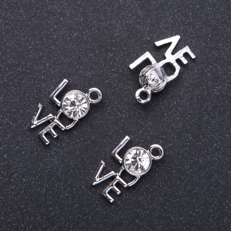 Pendant LOVE, diameter 12mm, L2m included, 3mm packaging 8 pcs. (+ -)