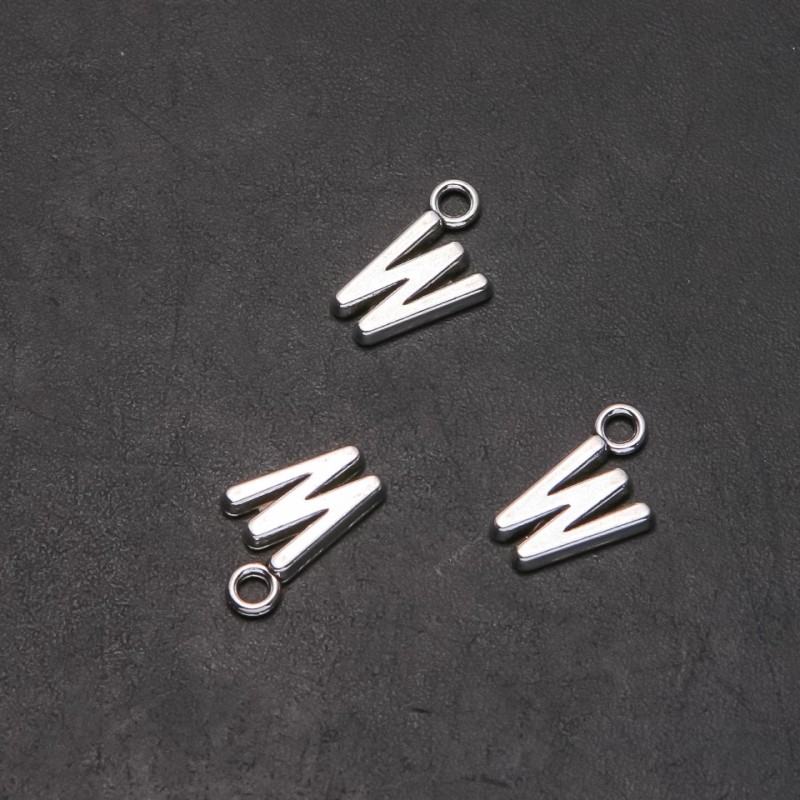 Pendant Letter W, 10mm diameter, 17mm length in-d, packaging 20g, 19 pcs (+ -)