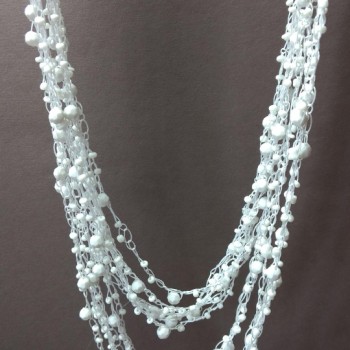 ( 140cm ) Spiderweb Necklace with Round Pendants in White