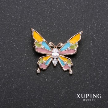 Xuping Brooch Butterfly Multi-colour Enamel Gold Plated 18k 29x27mm
