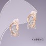 Xuping Earrings with White Rhinestones 14x9mm Rhodium finish, 18k Gold Plated