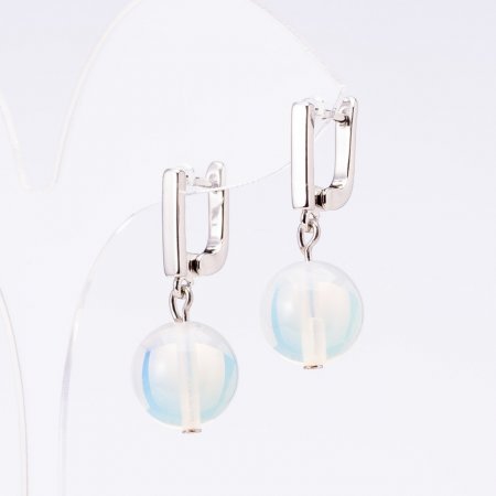 "Elegant" Moonstone Earrings, Diameter 14mm, Length 3cm