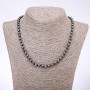 Garnet Hematite Faceted Round Bead Necklace, 6mm diameter, 45cm length