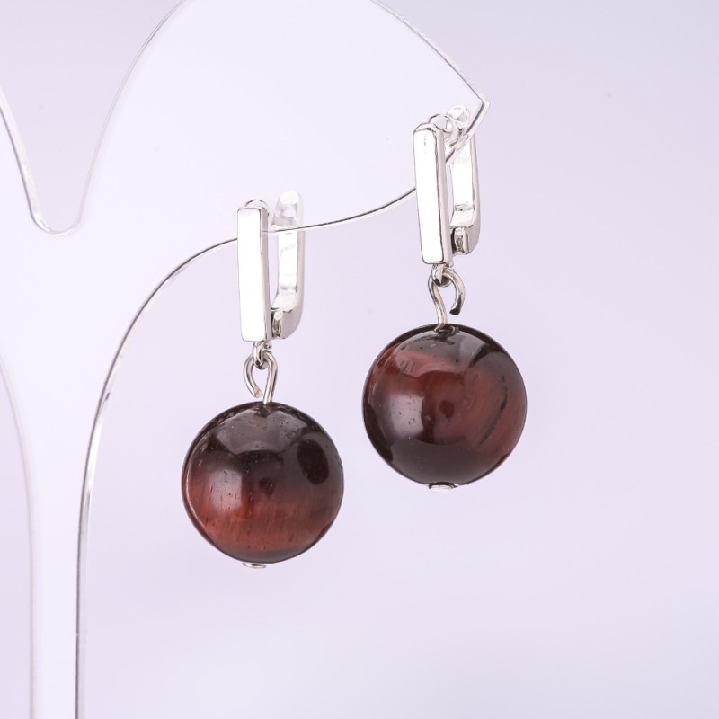 Earrings 'Elegant' Bull's Eye Smooth Bead, 14mm diameter