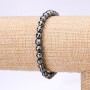Hematite Bracelet Faceted Round Bead, Diameter 6mm, Length 18cm on Elastic