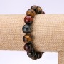 Bracelet Bull's Eye, Hawk's Eye, Tiger's Eye, Diameter 12mm Circumference 18cm on Elastic