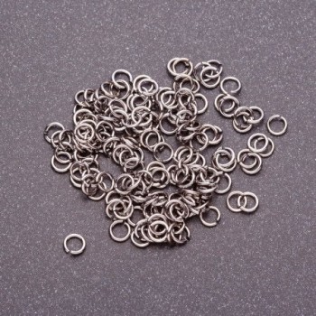 Connecting rings, 4 mm diameter, grey metal, pack 25 g