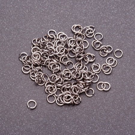 Connecting rings, 4 mm diameter, grey metal, pack 25 g