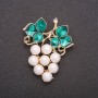 Brooch with Pearls "Majorca" "Grapes Cluster" metal colour yellow 50x40mm