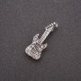Brooch Guitar Mini in Crystals Gray Metal 28x10mm