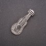 Brooch Guitar in Rhinestones grey metal 50x19mm