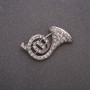 Brooch Pipe with Rhinestones Gray Metal 30x20mm
