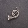 Brooch Pipe Bugle in Rhinestones Grey Metal 35x20mm
