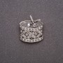 Brooch Drum with Rhinestones Grey Metal 24×26mm