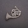 Brooch Pipe with Rhinestones Gray Metal 42x45mm