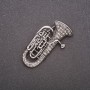Brooch Pipe with Crystals Grey Metal 47x25mm