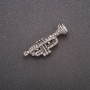Brooch Pipe in Rhinestones Grey Metal 42x14mm