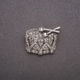 Brooch Drum with Crystals Grey Metal 32×26mm
