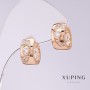 Xuping Earrings with White Rhinestones, 7mm Diameter, 14mm Length, 18k Gold Pl plating