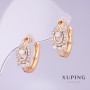 Xuping Earrings with White Cubic Zirconia, 7mm Diameter, 18mm Length, 18K Plating