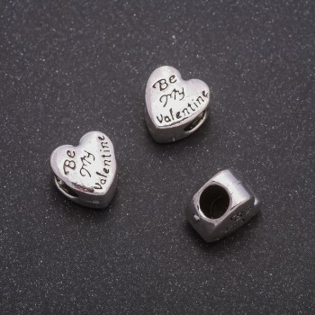 Findings Heart Bead Spacer, diameter 10x10mm, hole 4.4mm, pack 20g +/-9pcs