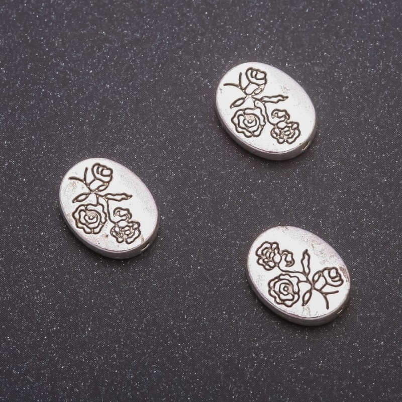 Bead Inlay Fitting "Rose", diameter 10×13mm, hole 1.3mm, packaging 20g 12pcs