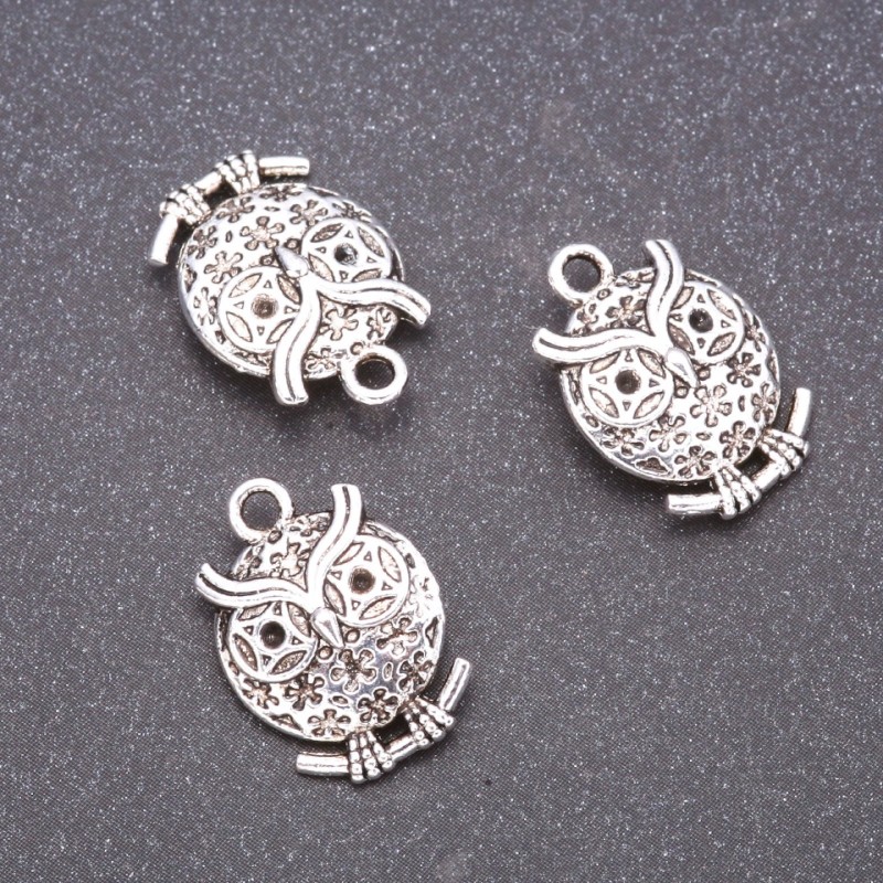 Pendant Hardware Owl, diameter 18x13mm, diameter in-1, 7mm packaging 20g ± 9pcs