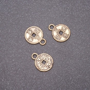 Bronze Coin Pendant, 10×13mm, pack 52 pcs, diameter 10×13mm