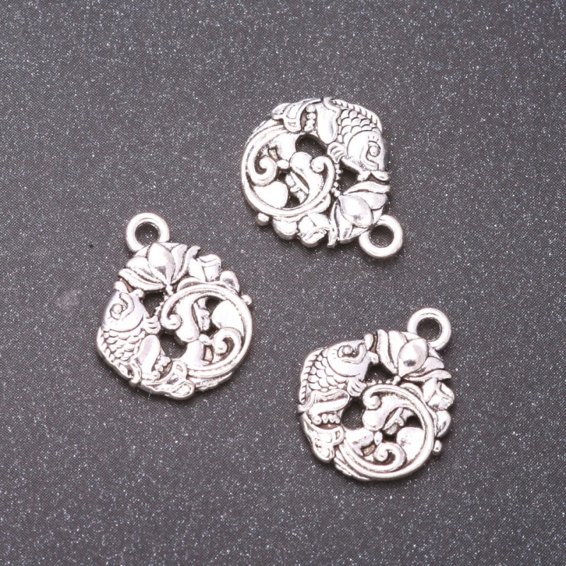 Fish Pendant Findings, diameter 14×17mm, overall 17mm packaging 20g ± 12 pcs