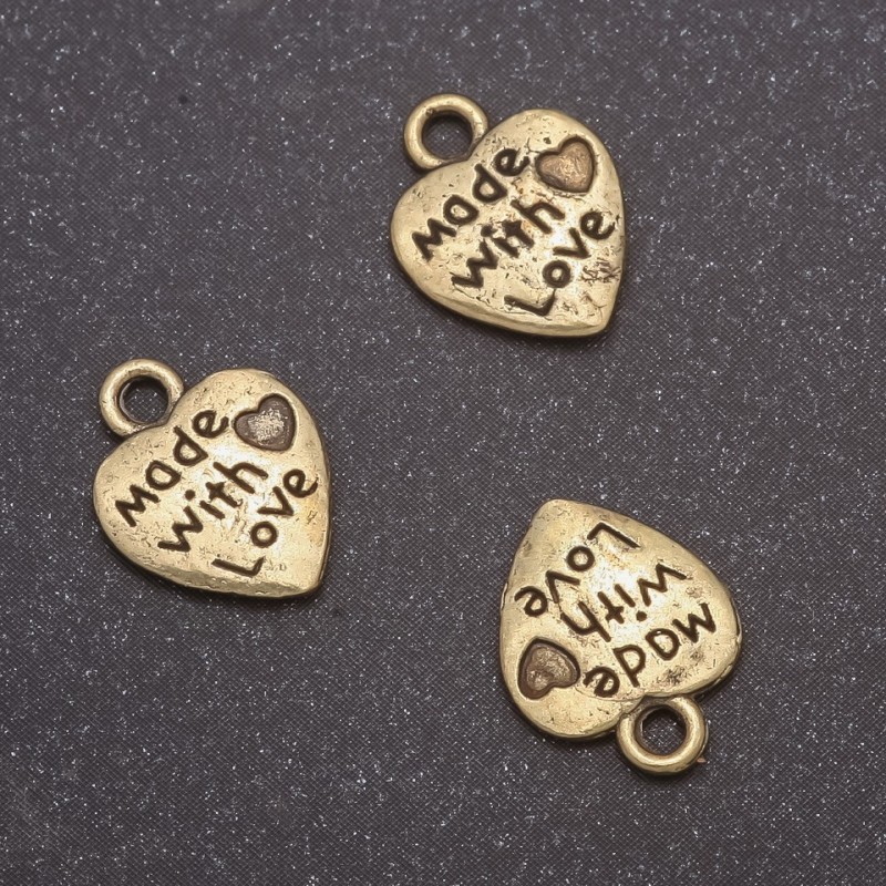 Pendant Finding Heart, diameter 13x10mm, inner diameter 1.5 mm, pack 20g ± 44pcs