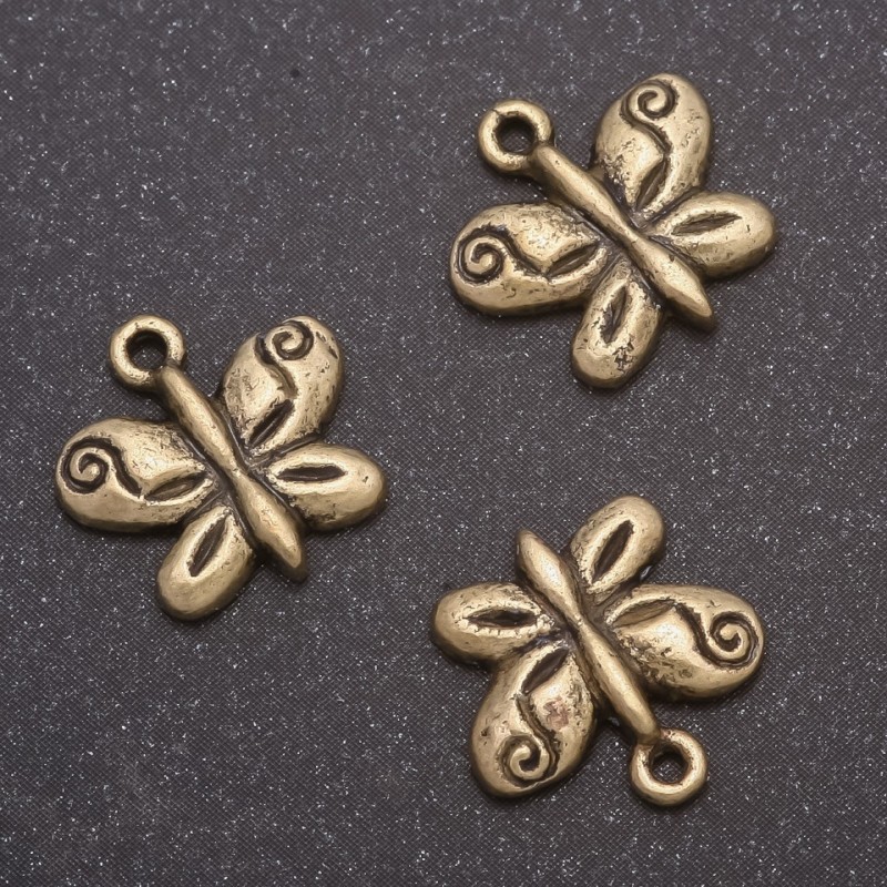 Pendant Finding Butterfly (bronze), diameter 13x13mm, hole diameter 1.5 mm, packaged 20g + -22pcs