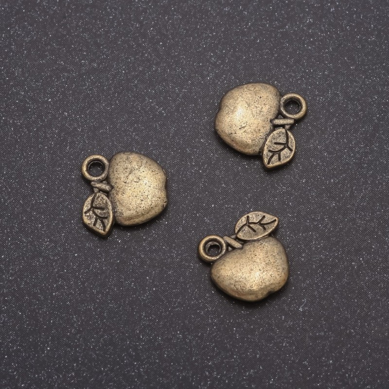 Bronze Apple pendant hardware, Ø 11×11mm, hole Ø 1.5 mm, packaging 20g ± 24 pcs
