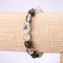 Bracelet made of natural stone Mossy Agate cabochon, 9mm beads on elastic, 18cm circumference