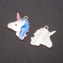 Pendant Finding Unicorn blue enamel finish 5pcs 25×19mm