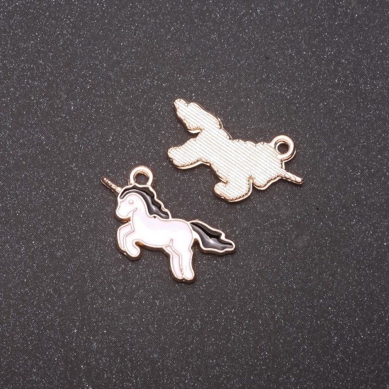 Pendant Finding Unicorn Black Enamel Finish 9pc 22×12mm