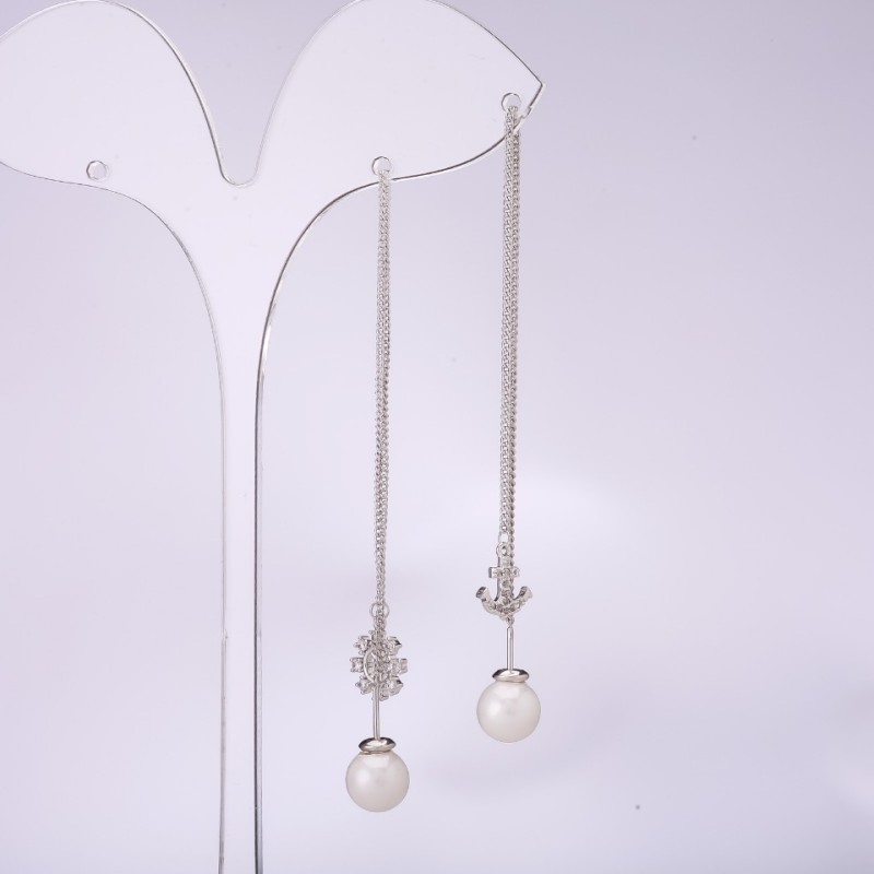 Long asymmetric stud earrings series 925 Sea, thickness 8mm, length 107-135mm