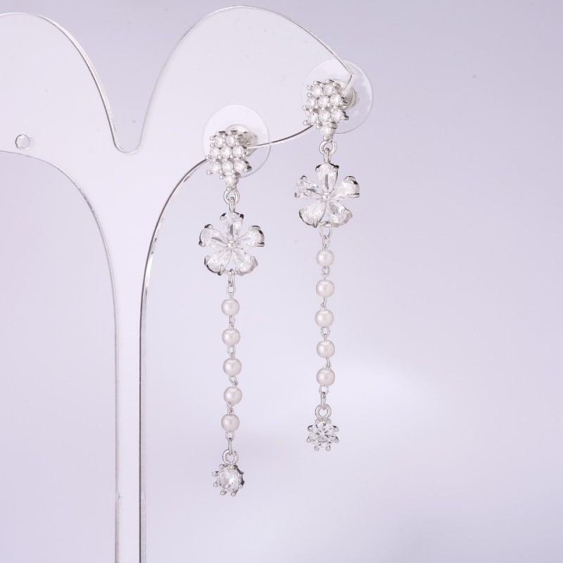 Long Earrings Series 925 Flowers, 11mm thick, 60mm length