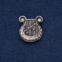 Brooch Lyre 25x23mm in dark rhinestones dark metal