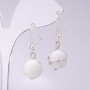 Cacholong Earrings, 12mm Diameter, 34cm Length