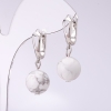 Elegant Cacholong Earrings, 12mm Diameter, 32cm Length
