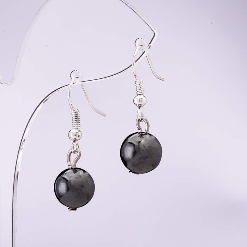 Hematite Earrings, Diameter 10mm