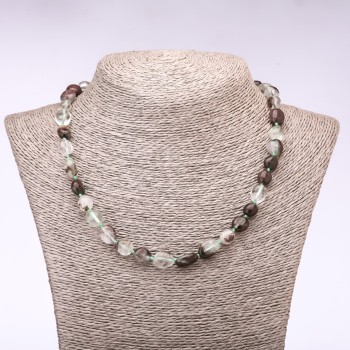 Moss Agate Beads Galvanised (faceted) 6–10mm, length 48cm