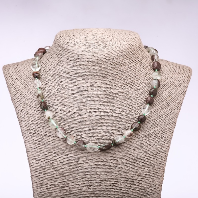 Moss Agate Beads Galvanised (faceted) 6–10mm, length 48cm